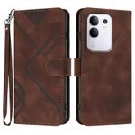 For vivo Y29 4G Line Pattern Skin Feel Leather Phone Case(Coffee)
