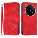 For vivo X200 Ultra Line Pattern Skin Feel Leather Phone Case(Red)