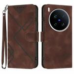 For vivo X200 Ultra Line Pattern Skin Feel Leather Phone Case(Coffee)