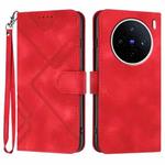 For vivo X200s Line Pattern Skin Feel Leather Phone Case(Red)