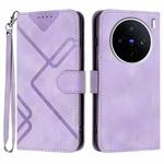 For vivo X200s Line Pattern Skin Feel Leather Phone Case(Light Purple)