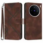 For vivo X200s Line Pattern Skin Feel Leather Phone Case(Coffee)