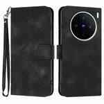 For vivo X200s Line Pattern Skin Feel Leather Phone Case(Black)