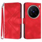 For vivo X200 Pro Line Pattern Skin Feel Leather Phone Case(Red)