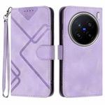For vivo X200 Pro Line Pattern Skin Feel Leather Phone Case(Light Purple)