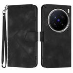 For vivo X200 Pro Line Pattern Skin Feel Leather Phone Case(Black)