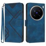 For vivo X200 Pro Line Pattern Skin Feel Leather Phone Case(Royal Blue)