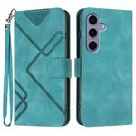 For Samsung Galaxy S25 5G Line Pattern Skin Feel Leather Phone Case(Light Blue)