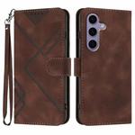 For Samsung Galaxy S25 5G Line Pattern Skin Feel Leather Phone Case(Coffee)