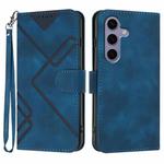 For Samsung Galaxy S25 5G Line Pattern Skin Feel Leather Phone Case(Royal Blue)