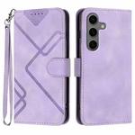 For Samsung Galaxy S25+ 5G Line Pattern Skin Feel Leather Phone Case(Light Purple)
