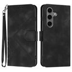For Samsung Galaxy S25+ 5G Line Pattern Skin Feel Leather Phone Case(Black)