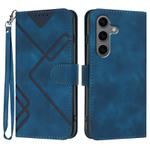For Samsung Galaxy S25+ 5G Line Pattern Skin Feel Leather Phone Case(Royal Blue)