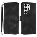 For Samsung Galaxy S25 Ultra 5G Line Pattern Skin Feel Leather Phone Case(Black)