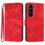 For Samsung Galaxy S25 FE 5G Line Pattern Skin Feel Leather Phone Case(Red)