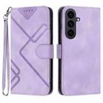 For Samsung Galaxy S25 FE 5G Line Pattern Skin Feel Leather Phone Case(Light Purple)