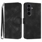 For Samsung Galaxy S25 FE 5G Line Pattern Skin Feel Leather Phone Case(Black)