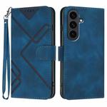 For Samsung Galaxy S25 FE 5G Line Pattern Skin Feel Leather Phone Case(Royal Blue)
