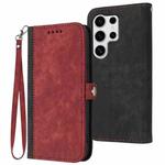 For Samsung Galaxy S25 Ultra 5G Side Buckle Double Fold Hand Strap Leather Phone Case(Red)