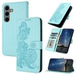 For Samsung Galaxy S25+ 5G Datura Flower Embossed Flip Leather Phone Case(Light Blue)
