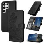 For Samsung Galaxy S25 Ultra 5G Datura Flower Embossed Flip Leather Phone Case(Black)