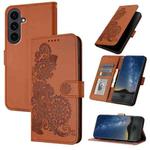 For Samsung Galaxy S25 FE 5G Datura Flower Embossed Flip Leather Phone Case(Brown)