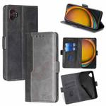 For Samsung Galaxy Xcover 7 Pro 5G Contrast Color Side Buckle Leather Phone Case(Black + Grey)