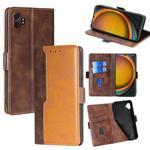 For Samsung Galaxy Xcover 7 Pro 5G Contrast Color Side Buckle Leather Phone Case(Dark Brown + Gold)