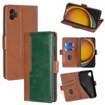 For Samsung Galaxy Xcover 7 Pro 5G Contrast Color Side Buckle Leather Phone Case(Light Brown + Green)