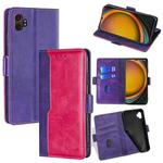 For Samsung Galaxy Xcover 7 Pro 5G Contrast Color Side Buckle Leather Phone Case(Purple + Rose Red)
