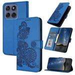 For Motorola Edge 60 Fusion / Edge 5G 2025 Datura Flower Embossed Flip Leather Phone Case(Blue)
