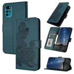 For Motorola Moto G22 Datura Flower Embossed Flip Leather Phone Case(Dark Green)