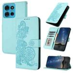 For Motorola Moto G75 5G Datura Flower Embossed Flip Leather Phone Case(Light Blue)