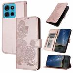 For Motorola Moto G75 5G Datura Flower Embossed Flip Leather Phone Case(Rose Gold)