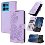 For Motorola Moto G75 5G Datura Flower Embossed Flip Leather Phone Case(Purple)