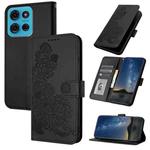 For Motorola Moto G75 5G Datura Flower Embossed Flip Leather Phone Case(Black)