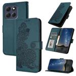 For Motorola Moto G86 5G Datura Flower Embossed Flip Leather Phone Case(Dark Green)