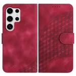 For Samsung Galaxy S25 Ultra 5G YX0060 Elephant Head Embossed Phone Leather Case with Lanyard(Rose Red)