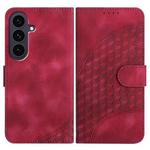 For Samsung Galaxy S25 FE 5G Elephant Head Embossed Phone Leather Case with Lanyard(Rose Red)