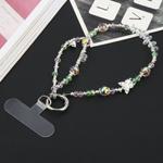 Mobile Phone Anti-lost Pink Green Bead Chain Short Lanyard(Butterfly)