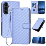 For Samsung Galaxy S25 FE 5G YX0070 Carbon Fiber Buckle Leather Phone Case with Lanyard(Light Purple)