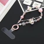 Mobile Phone Anti-lost Flower Block Bead Chain Short Lanyard(Pink)