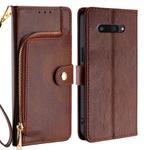 For Kyocera Digno SX4 5G Zipper Bag Leather Phone Case(Brown)