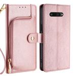 For Kyocera Digno SX4 5G Zipper Bag Leather Phone Case(Rose Gold)