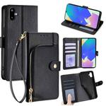 For Samsung Galaxy F06 5G Zipper Bag Leather Phone Case(Black)