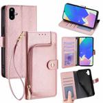 For Samsung Galaxy F06 5G Zipper Bag Leather Phone Case(Rose Gold)