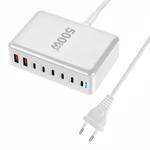 500W GaN 6 Type-C 2 USB Multi Ports Sharing Desktop Charger, Plug:EU Plug(White)