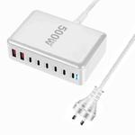 500W GaN 6 Type-C 2 USB Multi Ports Sharing Desktop Charger, Plug:AU Plug(White)