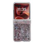 For Motorola Razr 60 Ultra Three-piece Set Pearlescent Shell Texture Phone Case(Pink Green)