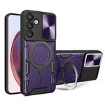 For Samsung Galaxy S25+ 5G CD Texture Sliding Camshield Magnetic Holder Phone Case(Purple)